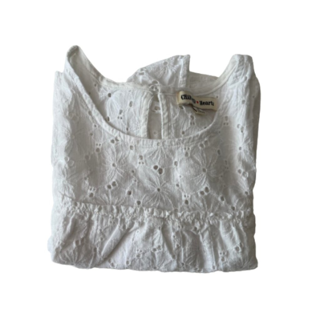 NWT Charred Hearts White Blouse Top
